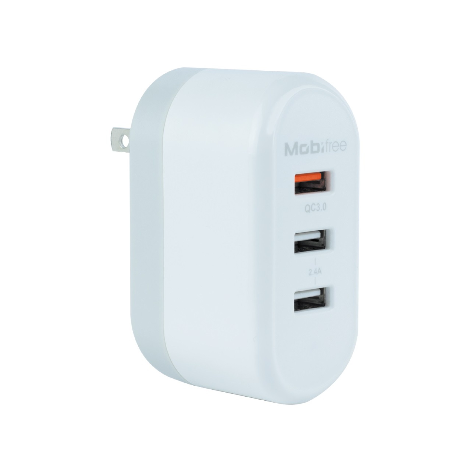 Cargador  Mobifree Cargador de pared 3 puertos USB – Color blanco, Pared, Corriente alterna, USB, 3