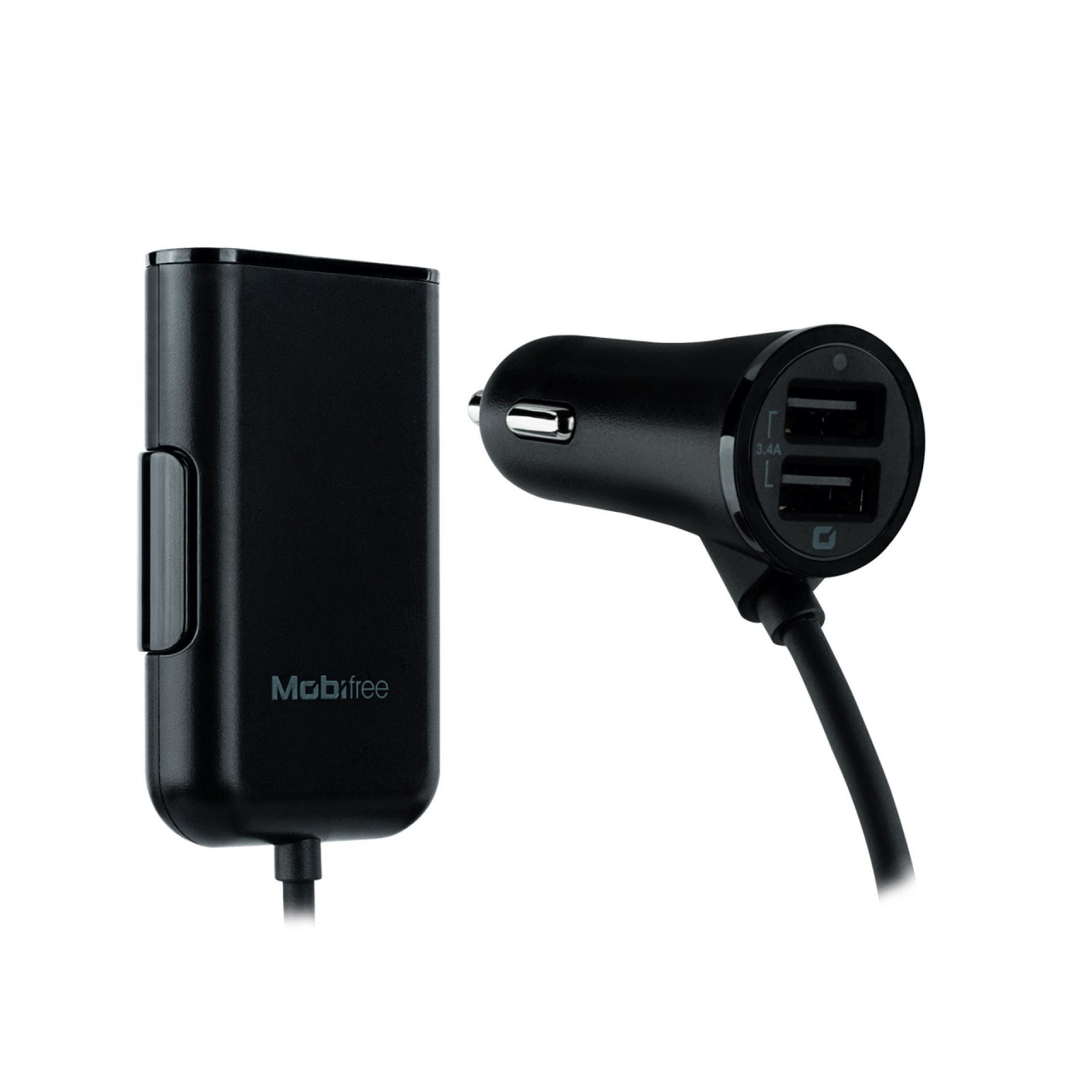 Cargador  Mobifree Cargador de Coche 4 puertos – Negro, Auto, 4