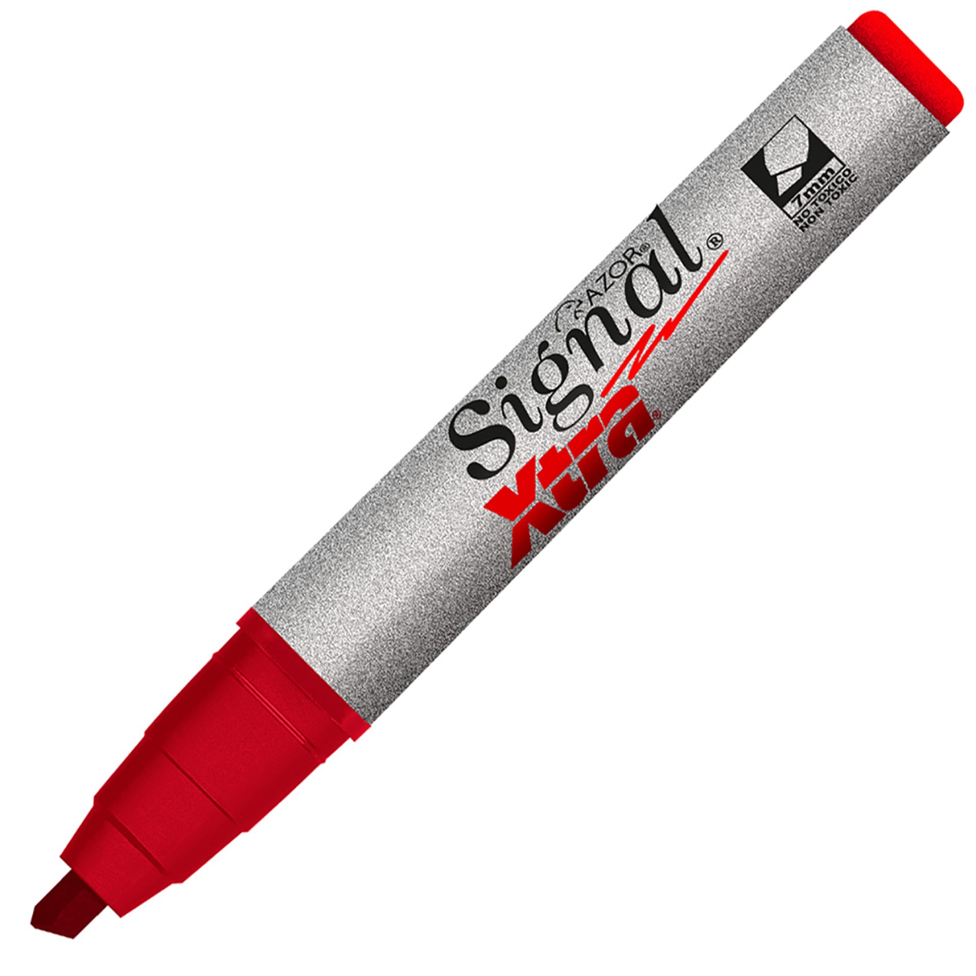 Marcador AZOR 40004 XTRA Rojo Punta Gruesa Cincel 6mm C/12 Piezas 300Mts NO TOXICO –