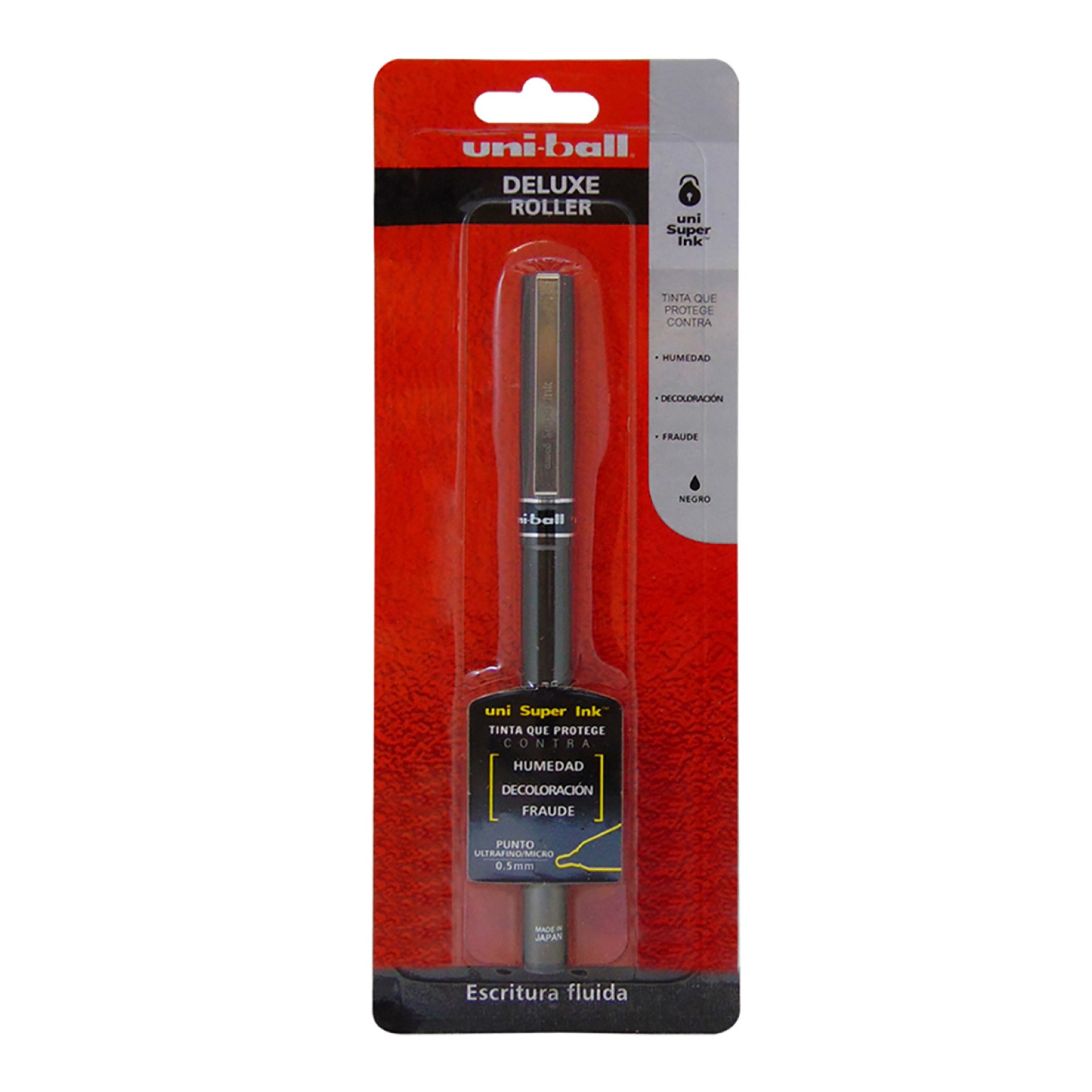 Boligrafo AZOR UNI-BALL DELUXE ROLLER UB155NE1 Negro. Blister con 1 pieza. –