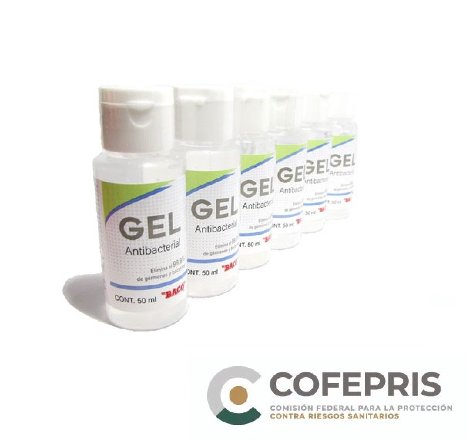 Gel Antibacterial BACO GL-001. Alcohol al 70 . Plegadiza con 10 frascos de 50 ml. –