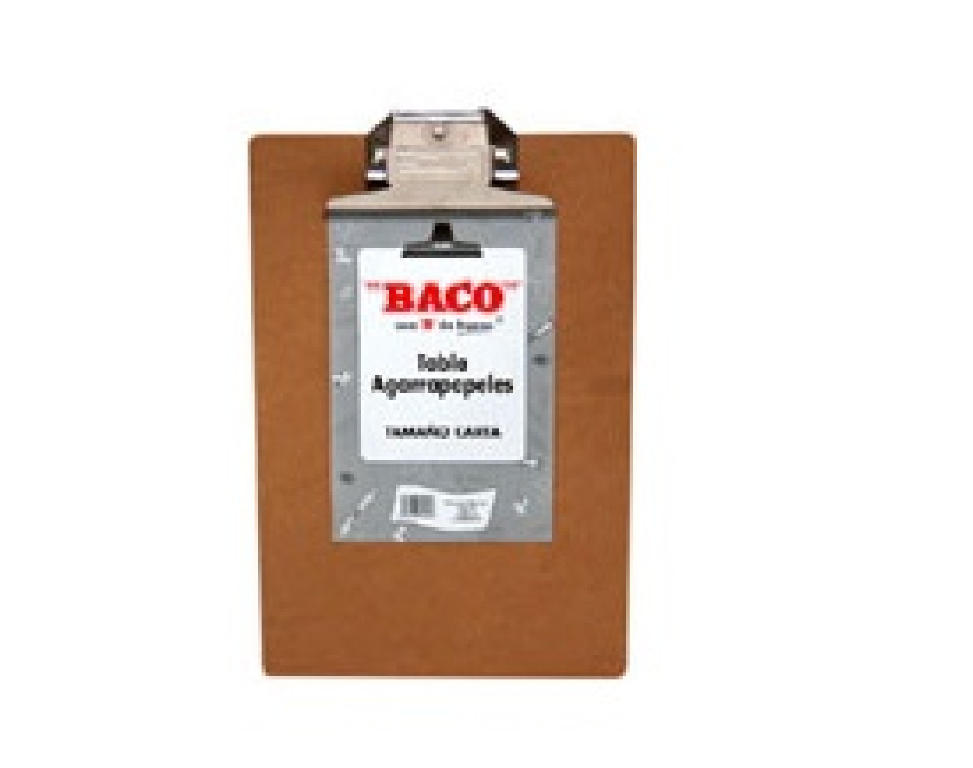 Tabla Agarrapapeles BACO 14016. Tamaño Carta. Tabla Fibracel c/Plástico – con Base de MDF 25 mm, Broche de Polipropeno, Tamaño Carta, C/40