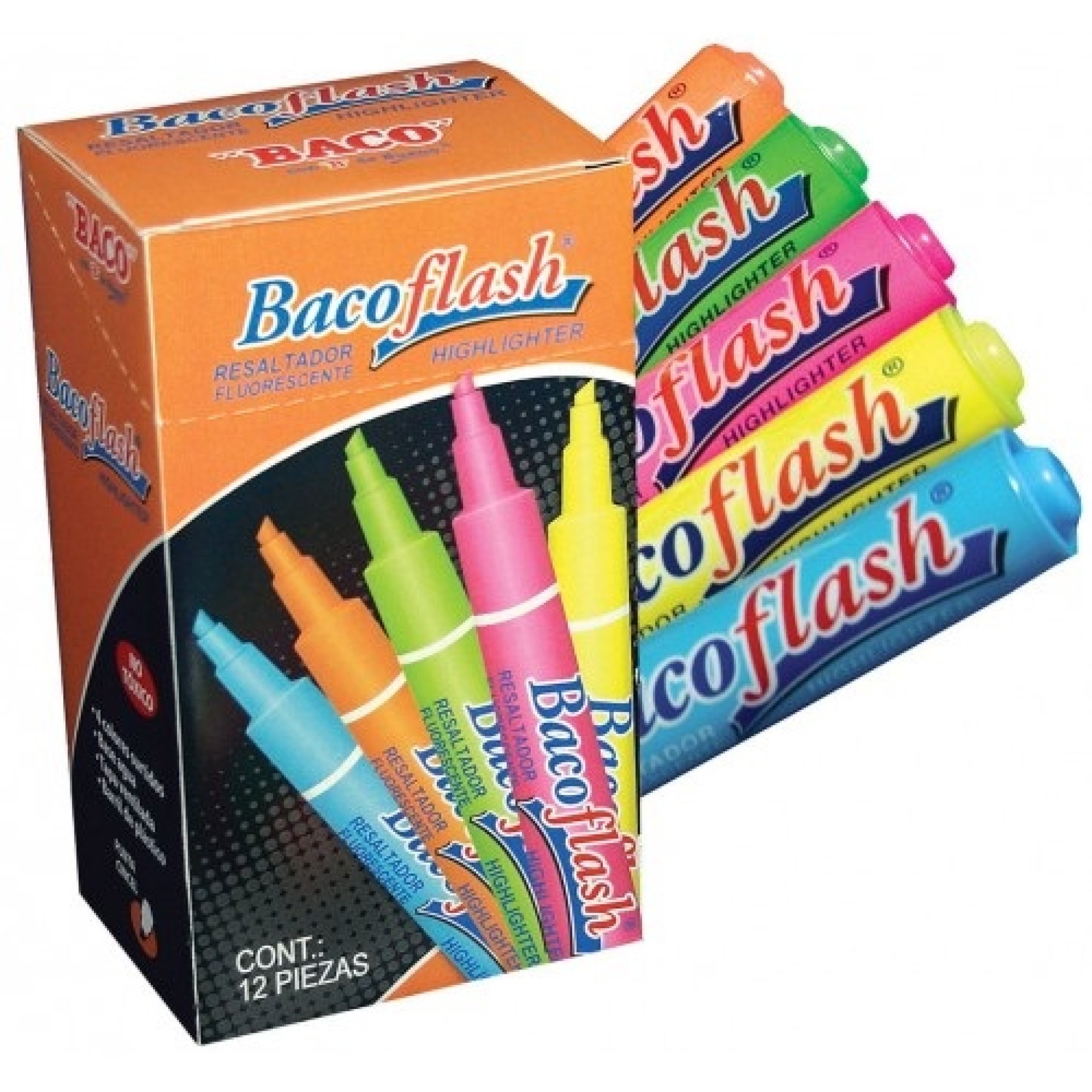 Resaltador BACO BACOFLASH 99341 Amarillo. Plegadiza con 12 Piezas –