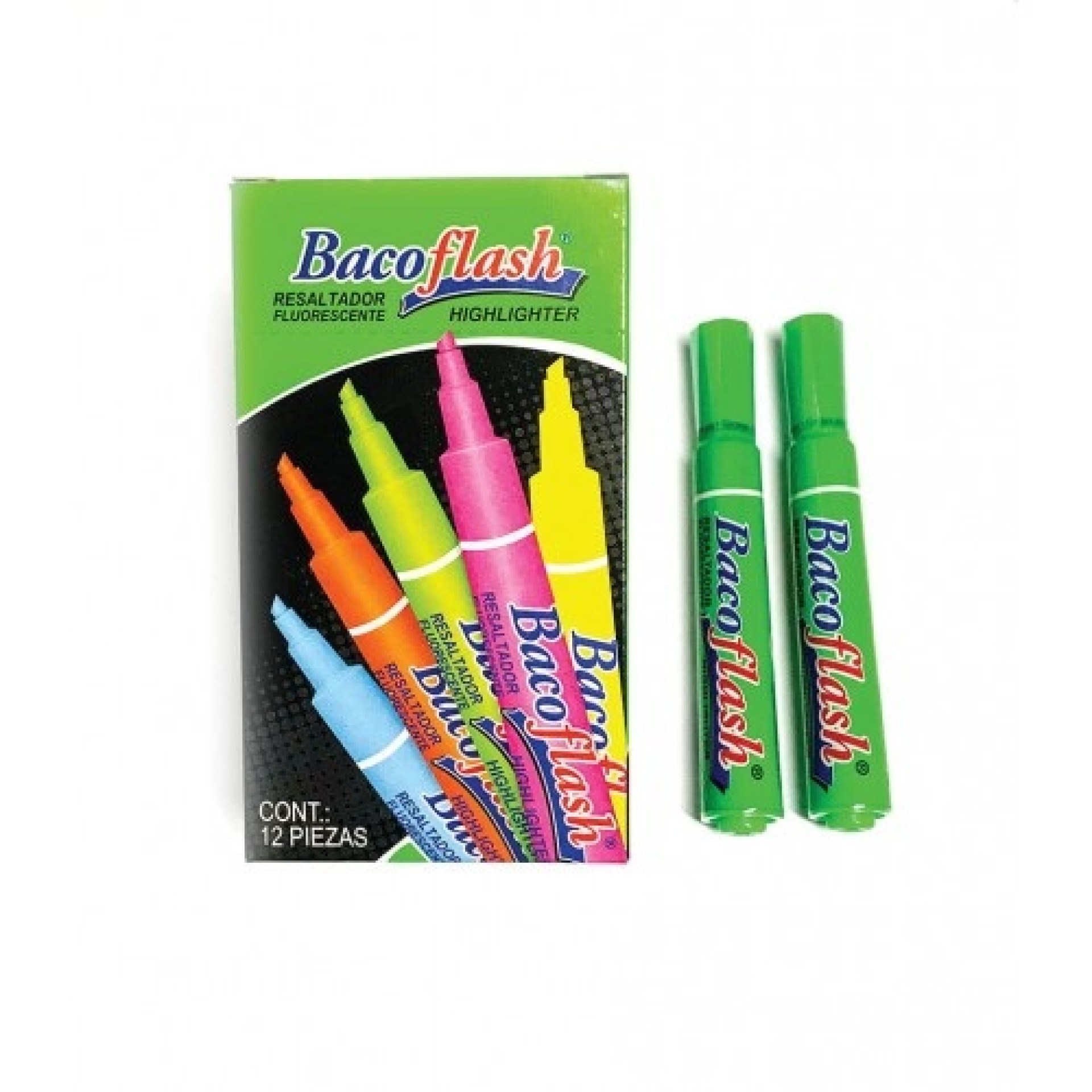 Resaltador BACO BACOFLASH 99358 Verde. Plegadiza con 12 Piezas –
