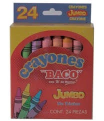 Crayones BACO Redondos 65469. Surtido con 24 Piezas Colores Variados –