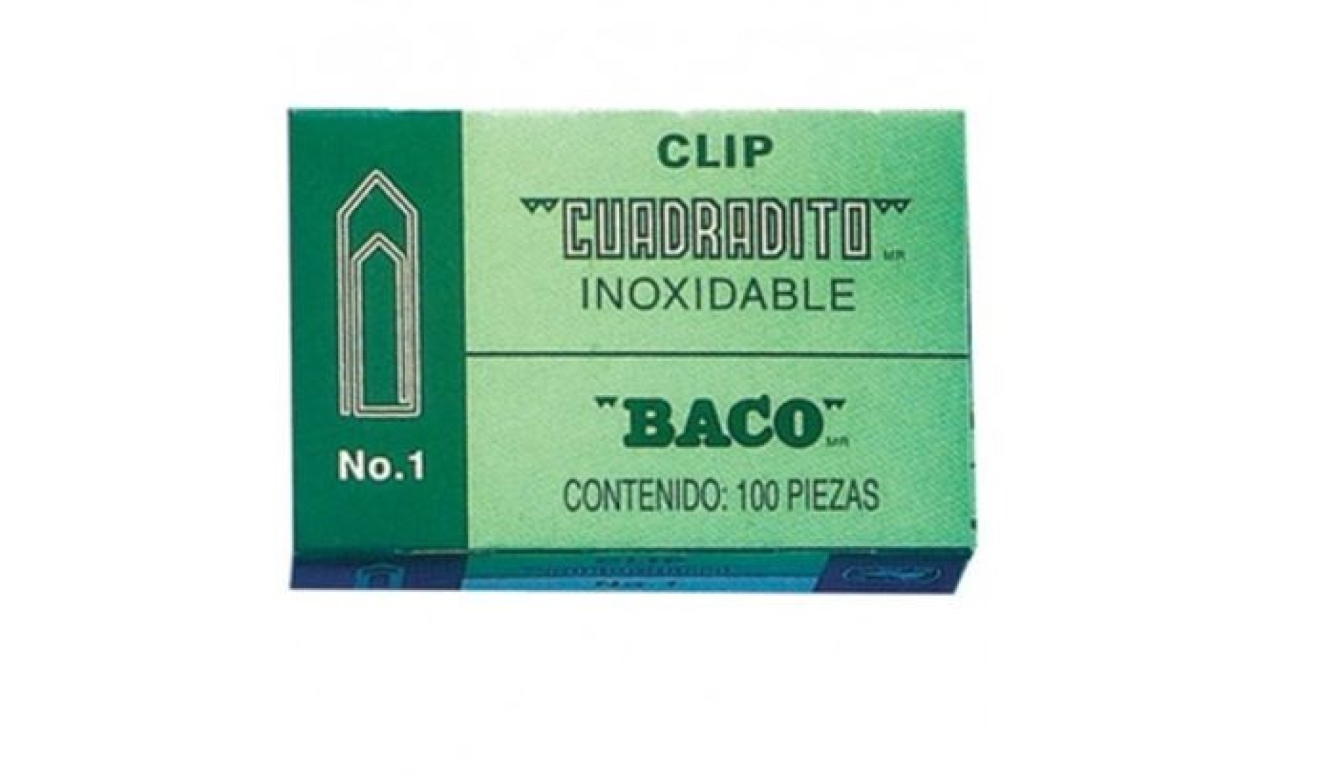 Clip. Clip BACO #1 No de Parte 12067. Caja con 100 Piezas Niqueladas. –