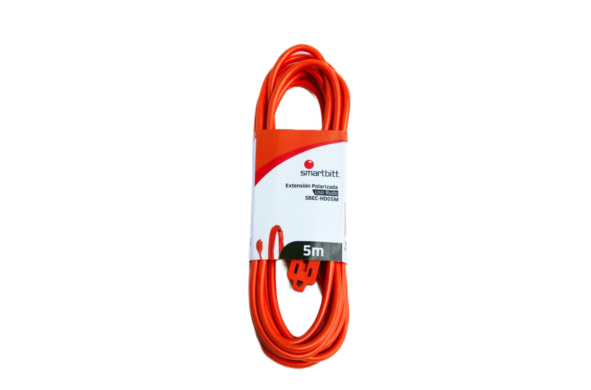 Extensión de Uso Rudo Smartbitt Modelo SBEC-HD05M – 3 contactos, polarizada, retardante de incendio, para interior o exterior, 5 metros