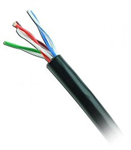 Cable UTP CAT5e para exterior sin GEL – 4 pares, 24 AWG, bobina de 305 mts, 100  cobre, color negro