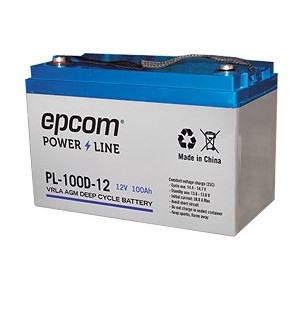 Acumulador EPCOM PL-100-D12 – Sealed Lead Acid (VRLA), 100000 mAh, Dispositivo de seguridad, 12 V, Azul, Blanco