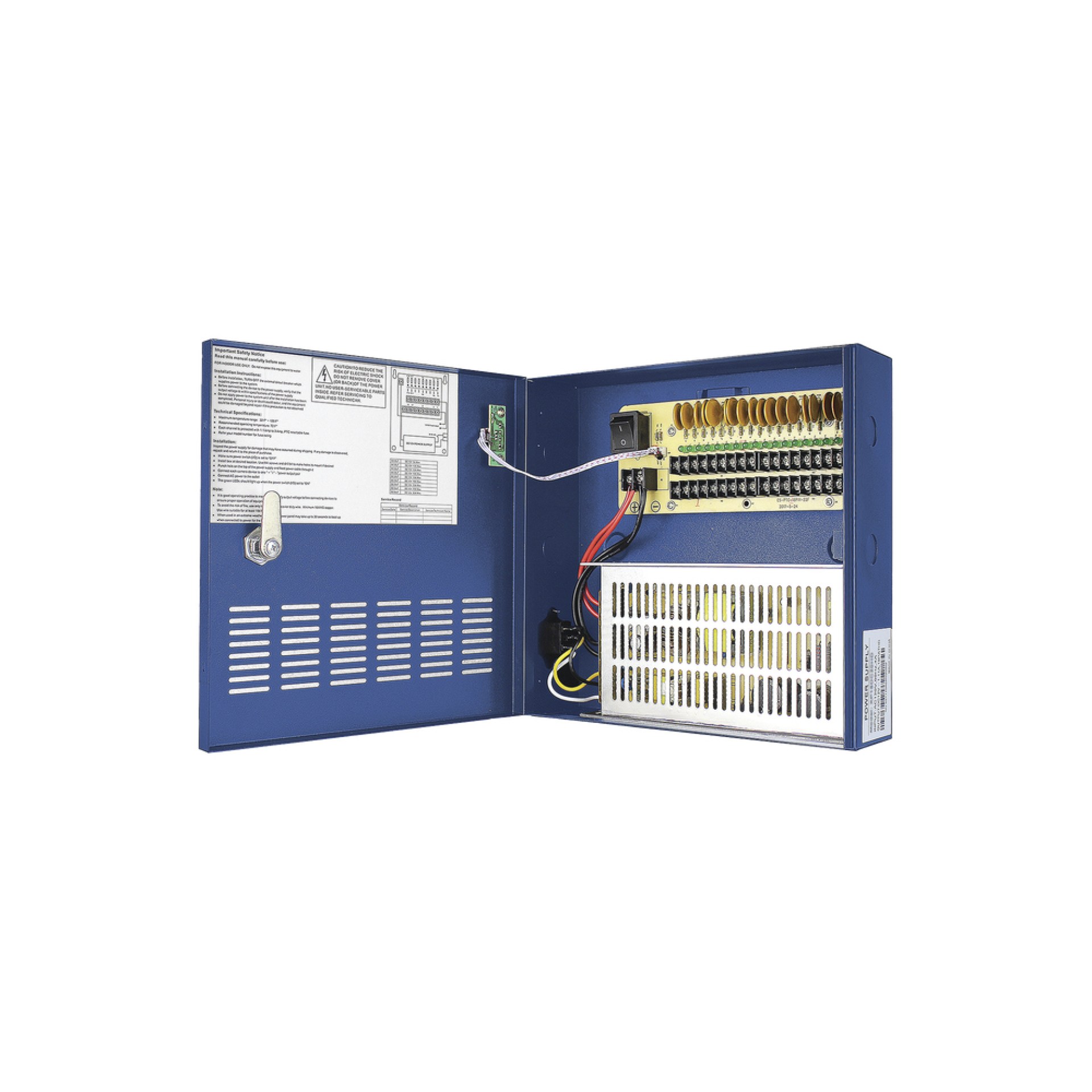 Gabinete EPCOM Gabinete de Energía 18 Canales – 30 Amperes, Azul, 90 – 264 V, 11.5 – 15 V, Interior