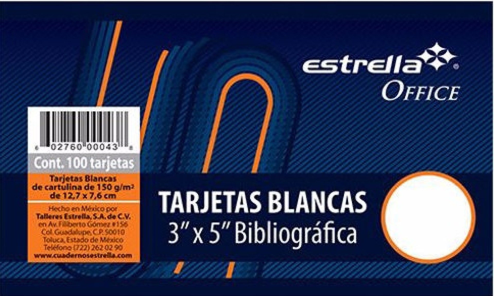 Tarjeta Bibliográfica ESTRELLA 0042 3 x 5 de Rayada con 100 piezas –