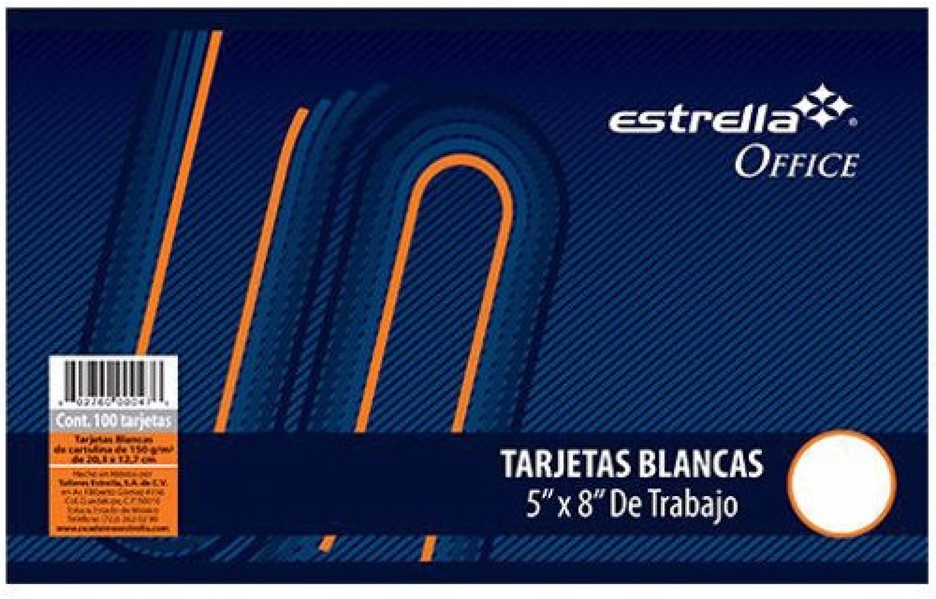 Tarjeta Bibliográfica ESTRELLA 00446 5 x 8 Rayada con 100 Piezas Medidas  12.7 cm x 20.3 –