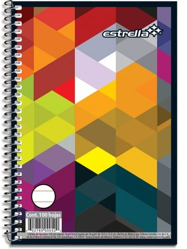 Libreta de Apuntes 1/8 ESTRELLA 0052 con 100 Hojas Medidas 10.3 x 15.5  cm Papel Bond –
