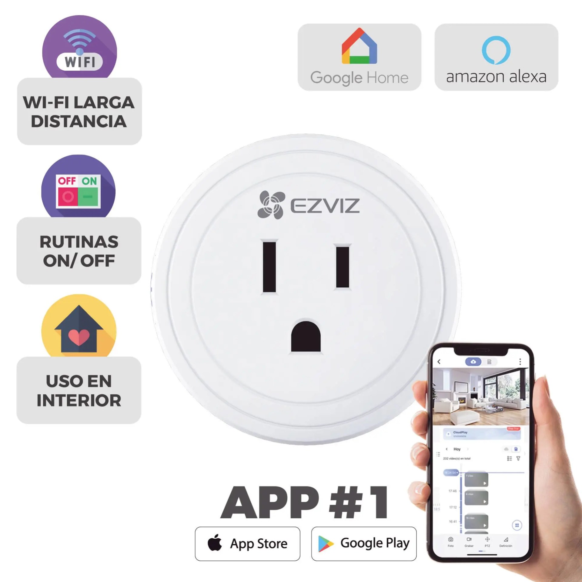 Enchufe Inteligente (110-240V (125Vca)) (T30) / Inalámbrico / Control a través de la Aplicación Móvil –