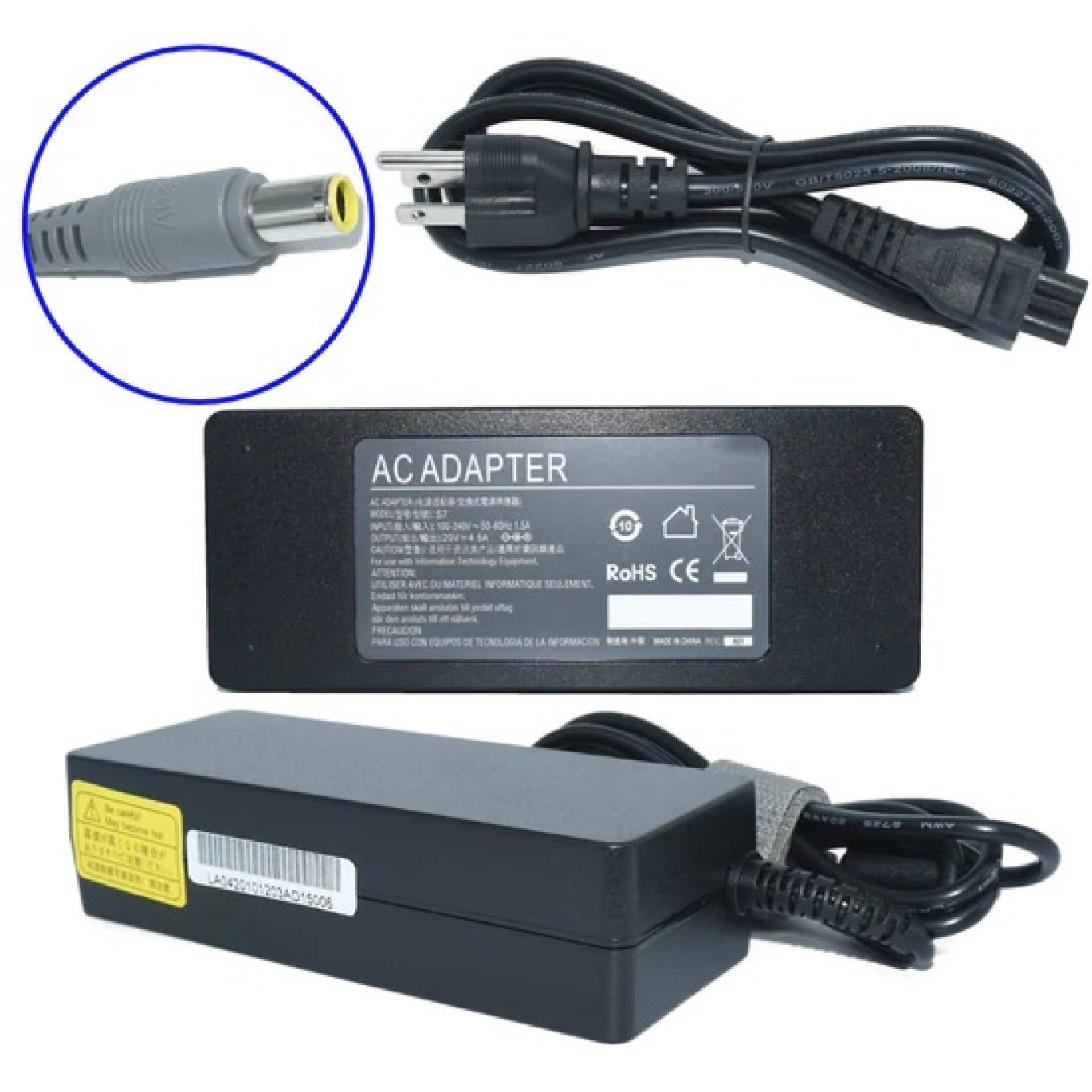 Cargador / Adaptador para Laptop AC-LENOVO-GRIS GENERICO de 90W 20V-4.5A (7.7*5.5) –
