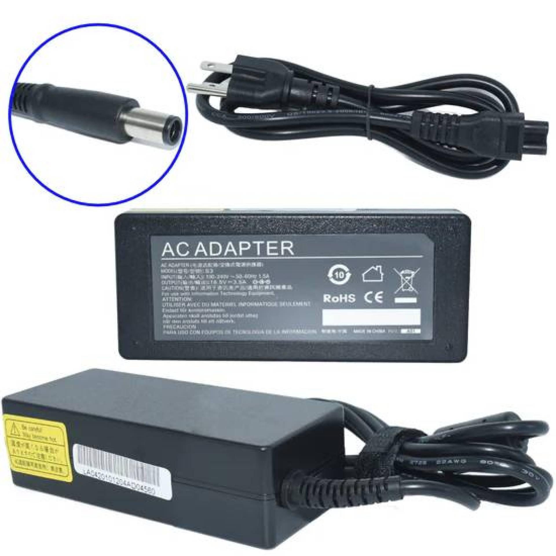 Cargador / Adaptador para Laptop GENERICO AC-HP-PinCentral de 65W 18.5V-3.5A (7.4*5.0) –