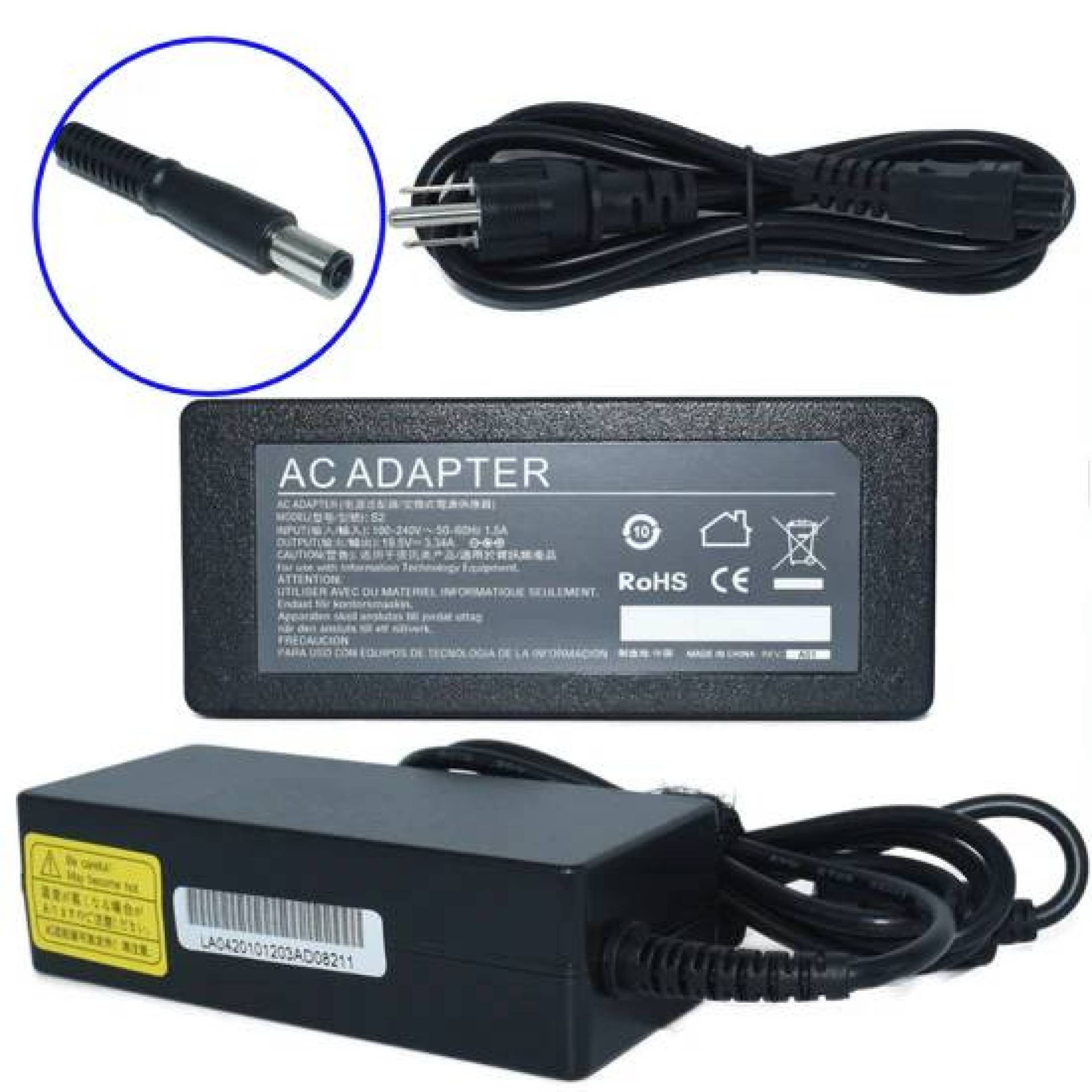 Cargador / Adaptador para Laptop AC-Dell GENERICO de 65W 19.5V 3.34A (7.4*5.0) –