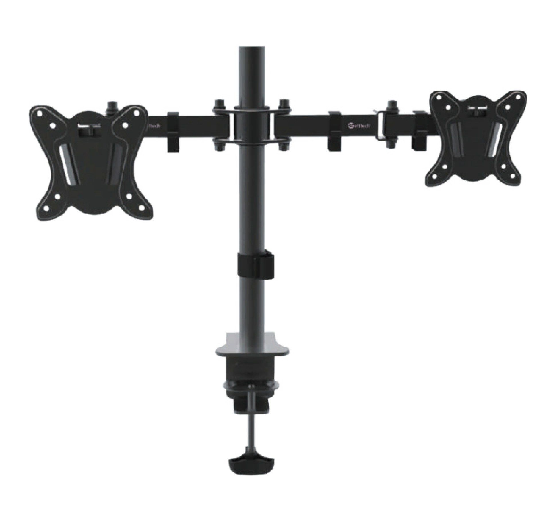 GETTTECH SOPORTE PARA 2 PANTALLAS – DE 10 A 30 pulgadas, 10 KG, NEGRO, VESA 100X100MM INCLINACION +- 45, MOD. TW-1404