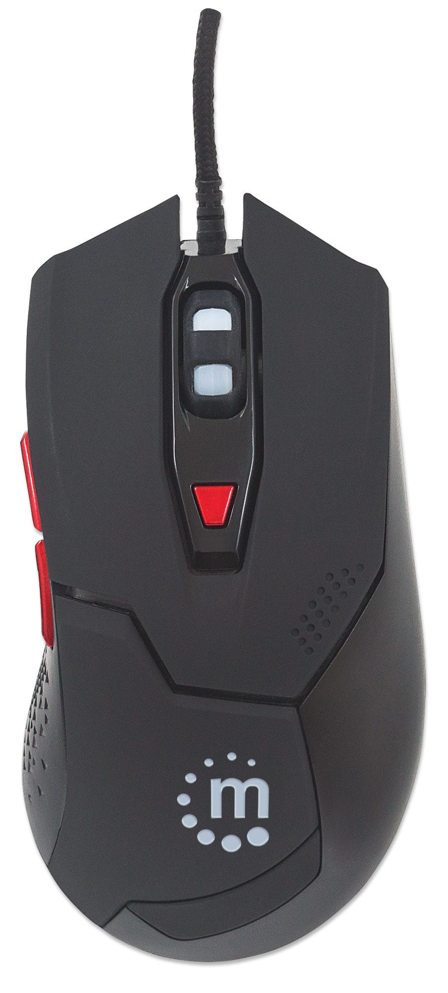 Mouse Optico Cableado para Videojuegos con LED MANHATTAN 176071 – Alámbrico, Juego, Óptico, 2400 (Ajustable), Negro/Multicolor