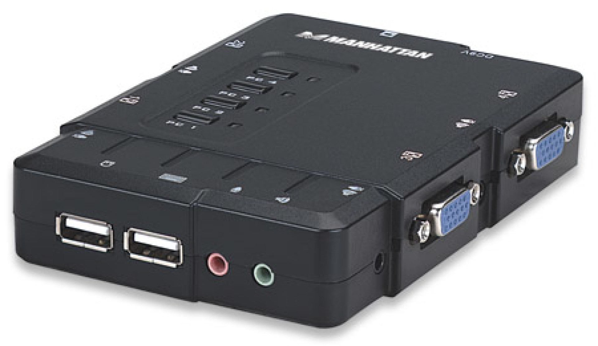 151269 Switch KVM Compacto 4 Puertos – Maneje / controle 4 computadoras USB desde un solo teclado, monitor y ratón.