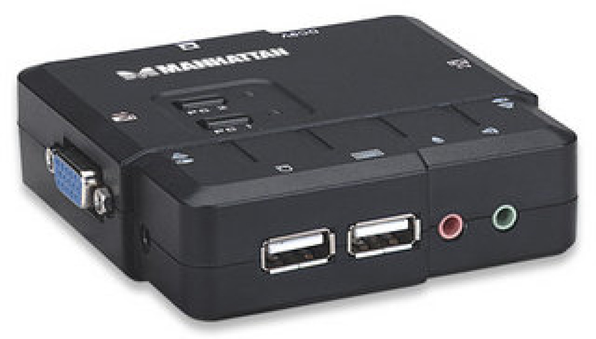151252 Switch KVM Compacto de 2 Puertos USB – con cables y soporte de audio; controle dos computadoras USB desde un solo teclado, monitor y ratón