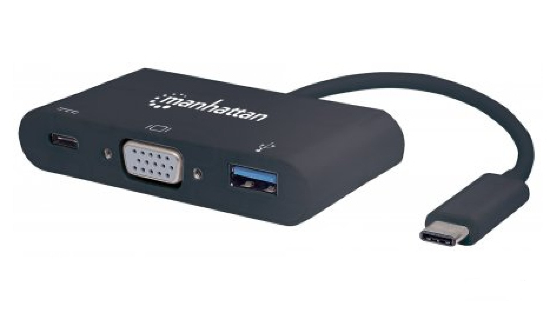 Convertidor USB C a VGA MANHATTAN 152044 – USB C, VGA, Negro
