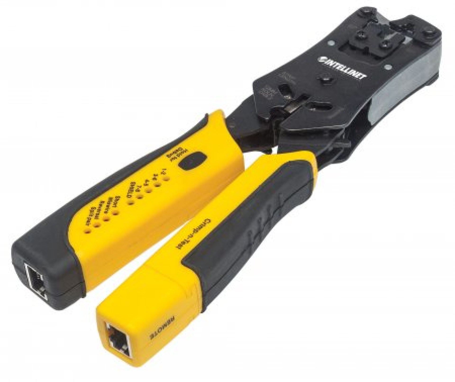 780124 Pinza Crimpeadora Universal 2 en 1 con Probador de Cables; corta – pela, remata y prueba.