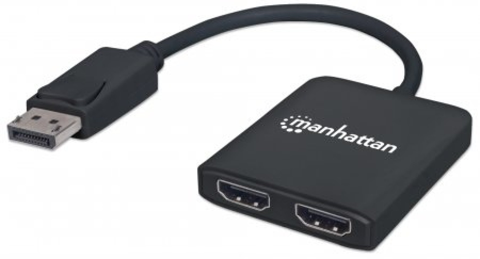 Adaptador de  DisplayPort a 2 HDMI MANHATTAN 152716 – Negro, DisplayPort, DisplayPort, HDMI, Macho/hembra