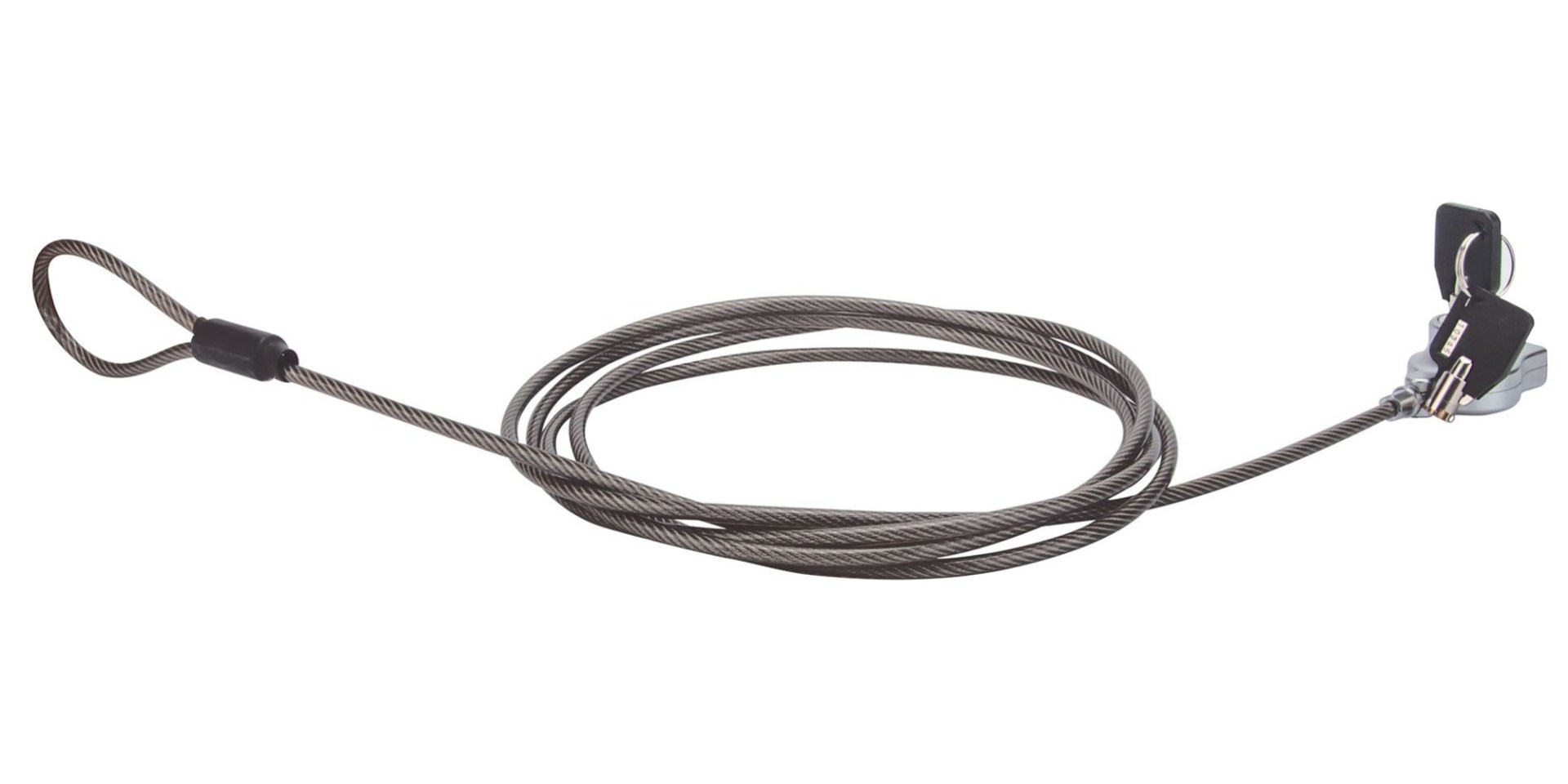 440295 Candado de Seguridad Wedge N17 para Portátiles – cable de acero, forro de PVC transparente, incluye dos llaves, 2 m