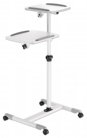 461726 Soporte de carrito para proyectores y laptops – Dos bandejas para dispositivos de hasta 10 kg cada una, inclinación de – / + 35°