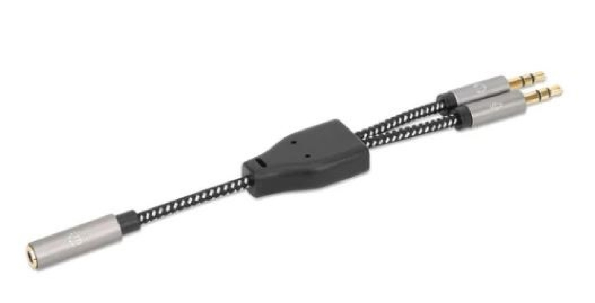 Adaptador Auxiliar 3.5 mm 2 a 1 Manhattan 356121 – 3.5 mm, Negro/Plata, 15 cm