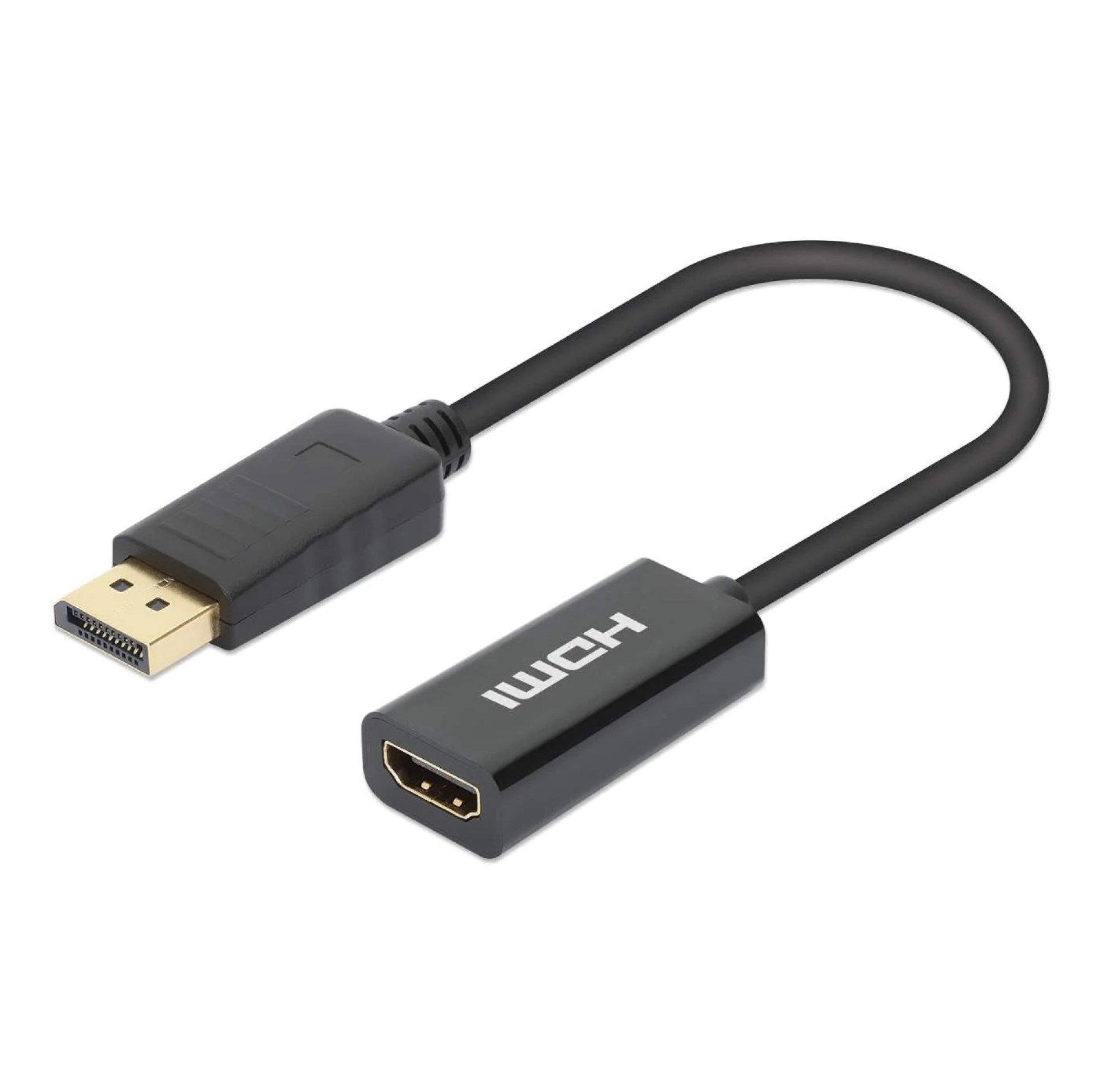 153713 Adaptador  DisplayPort macho a HDMI hembra con dongle – negro Resoluciones de hasta Ultra Alta Definición (UHD) 4K 60Hz