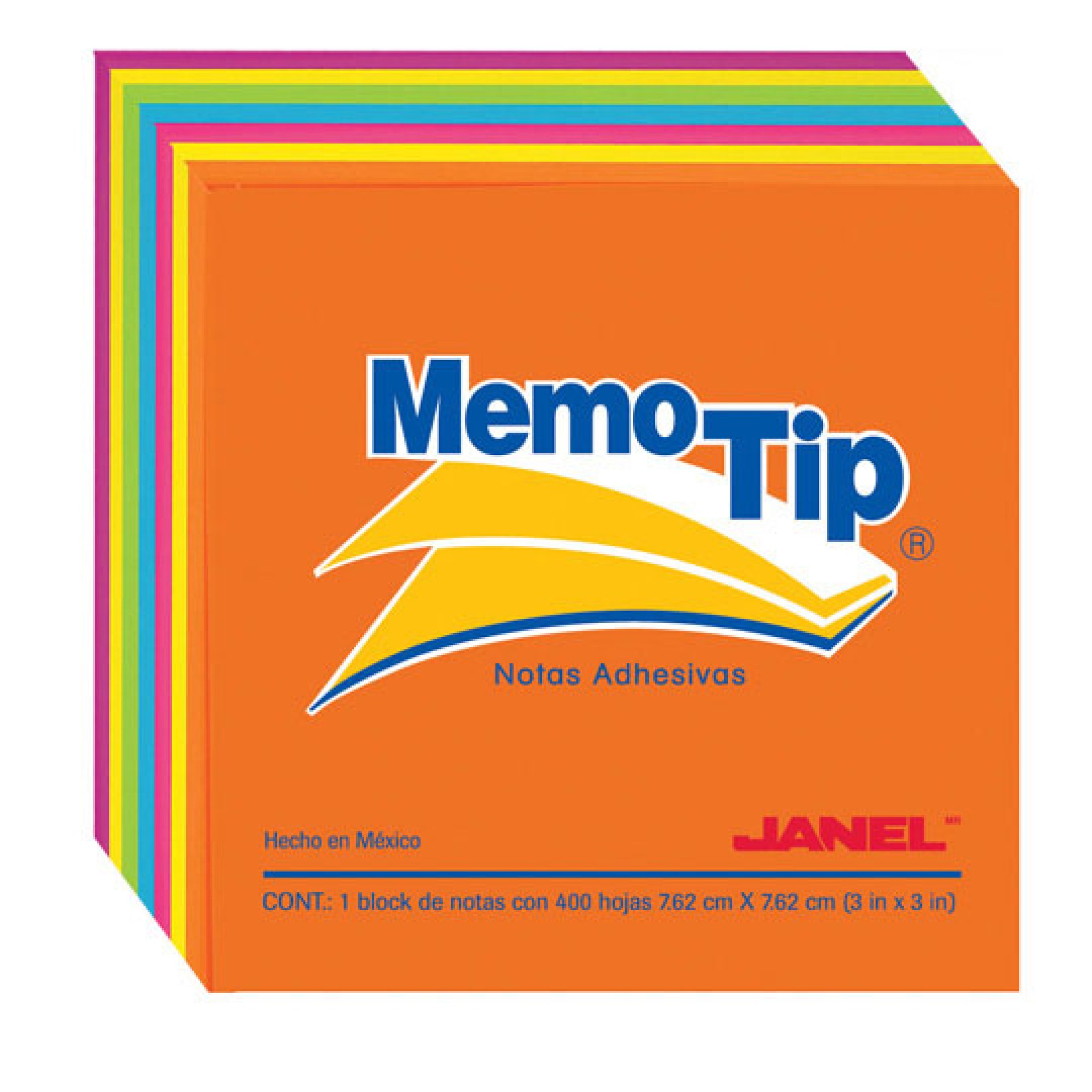 Nota Adhesiva  Memo Tip 6590303197 – 400 Hojas, Neon, 3×3 Inches
