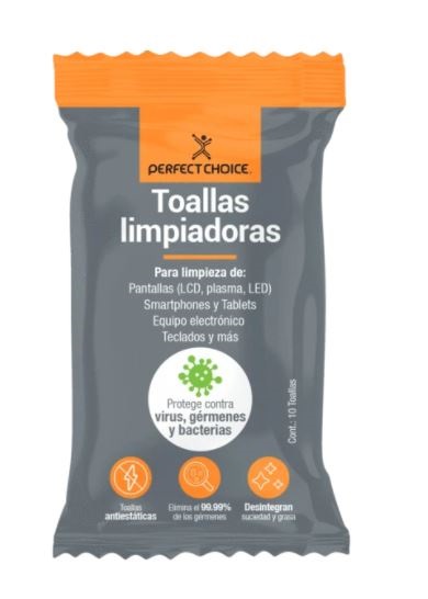 Toallas limpiadoras PERFECT CHOICE – Paños húmedos, Pantallas / Plásticos, Poliéster