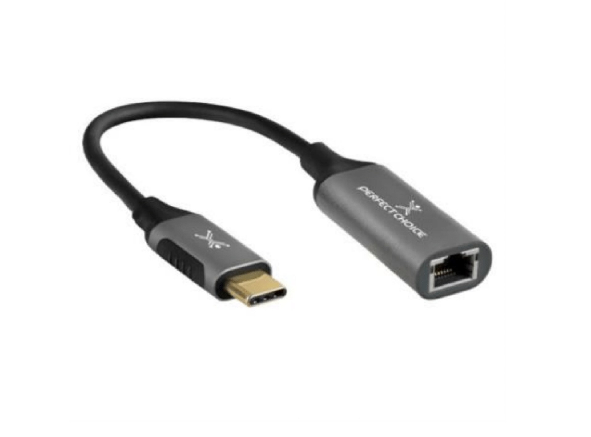 Adaptador USB-C a ETHERNET RJ45 PERFECT CHOICE PC-101277 – USB C, RJ45, Negro