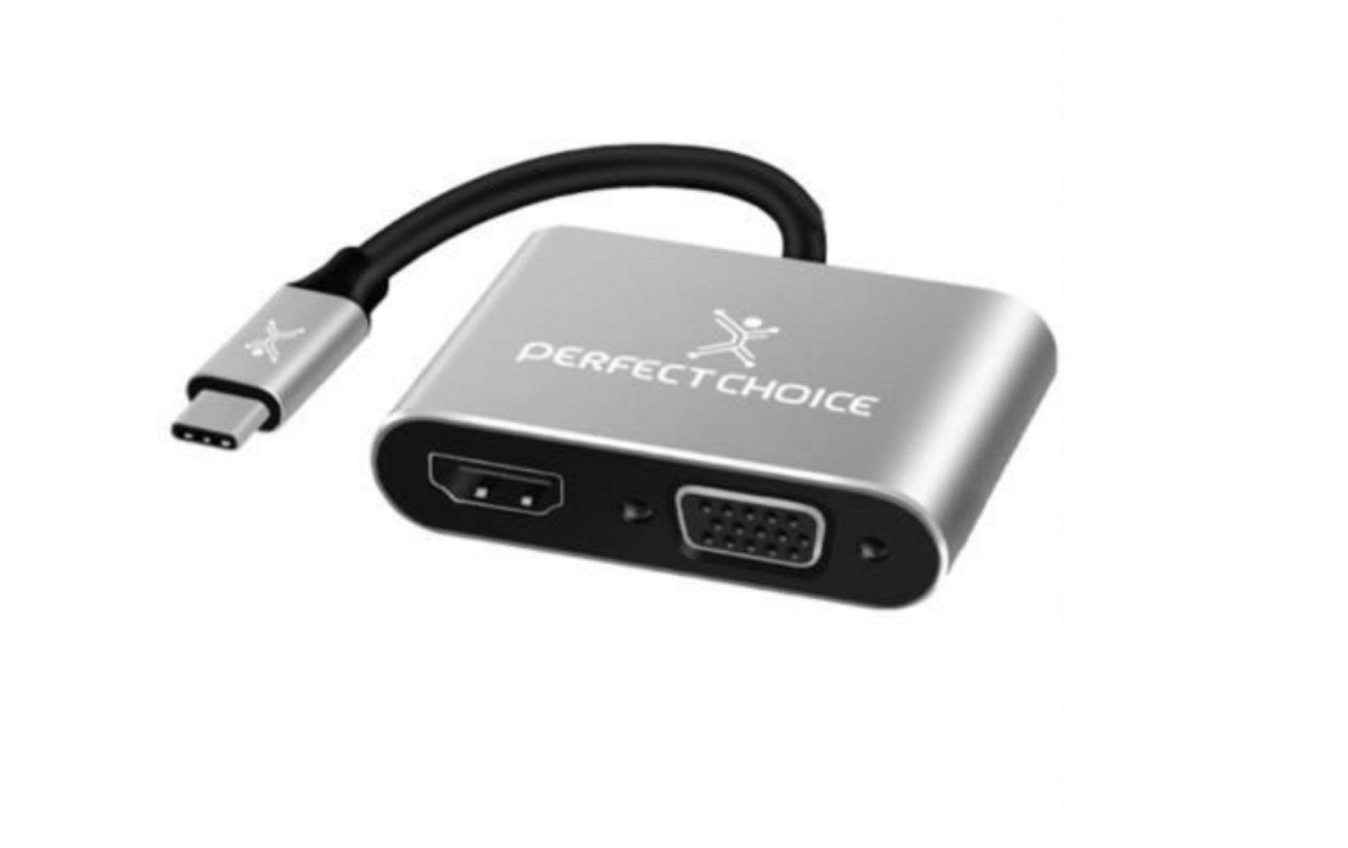 Adaptador USB-C a HDMI1+VGA PERFECT CHOICE PC-101284 – USB C, HDMI + VGA