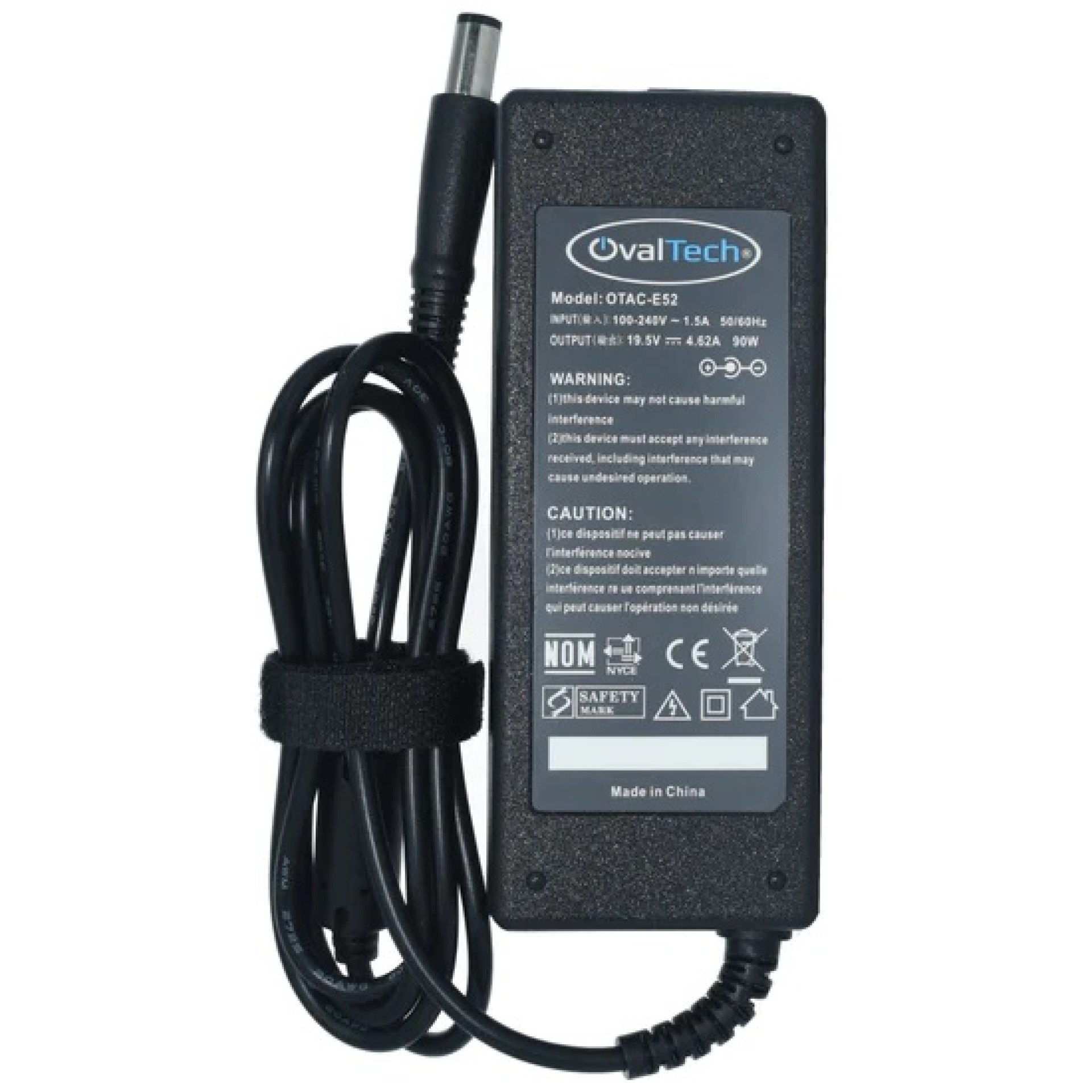 Cargador / Adaptador para Laptop OTAC-E52 OVALTECH de 90W 19.5V 4.62A (7.4*5.0) Pin Central –