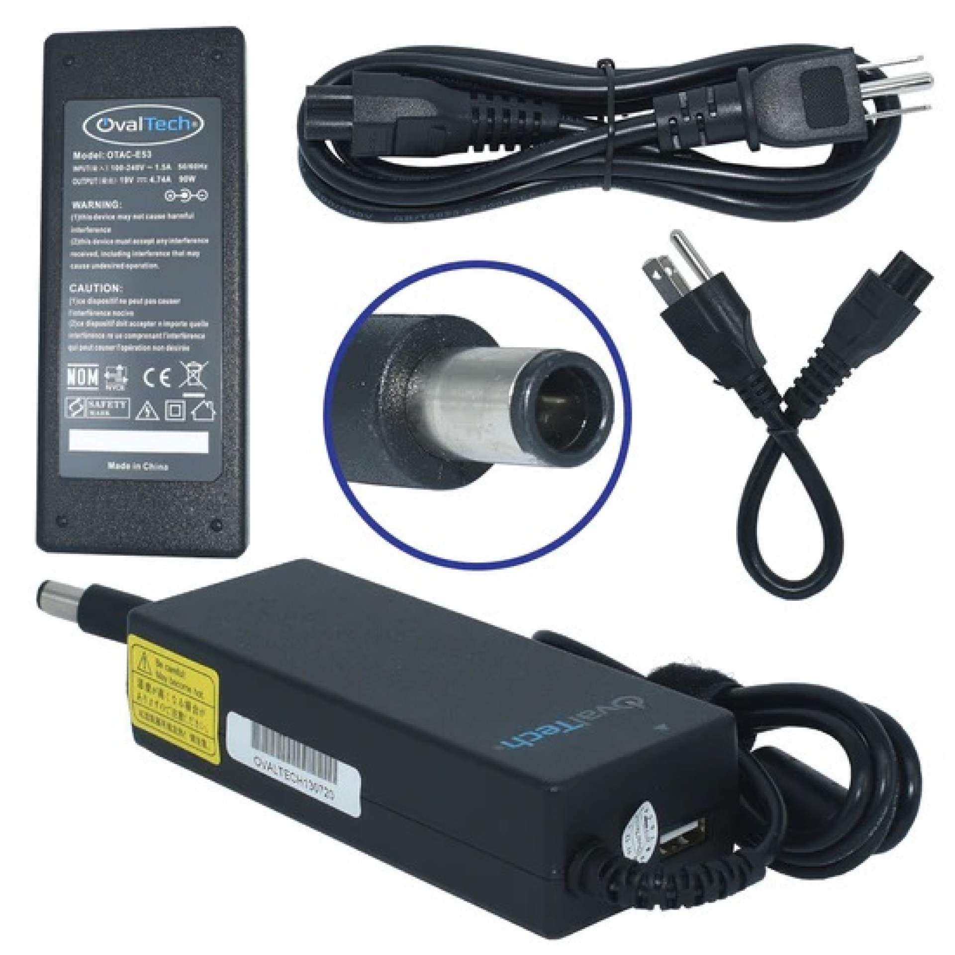 Cargador / Adaptador para Laptop OTAC-E53 OVALTECH de 90W 19V-4.74A (7.4*5.0) –