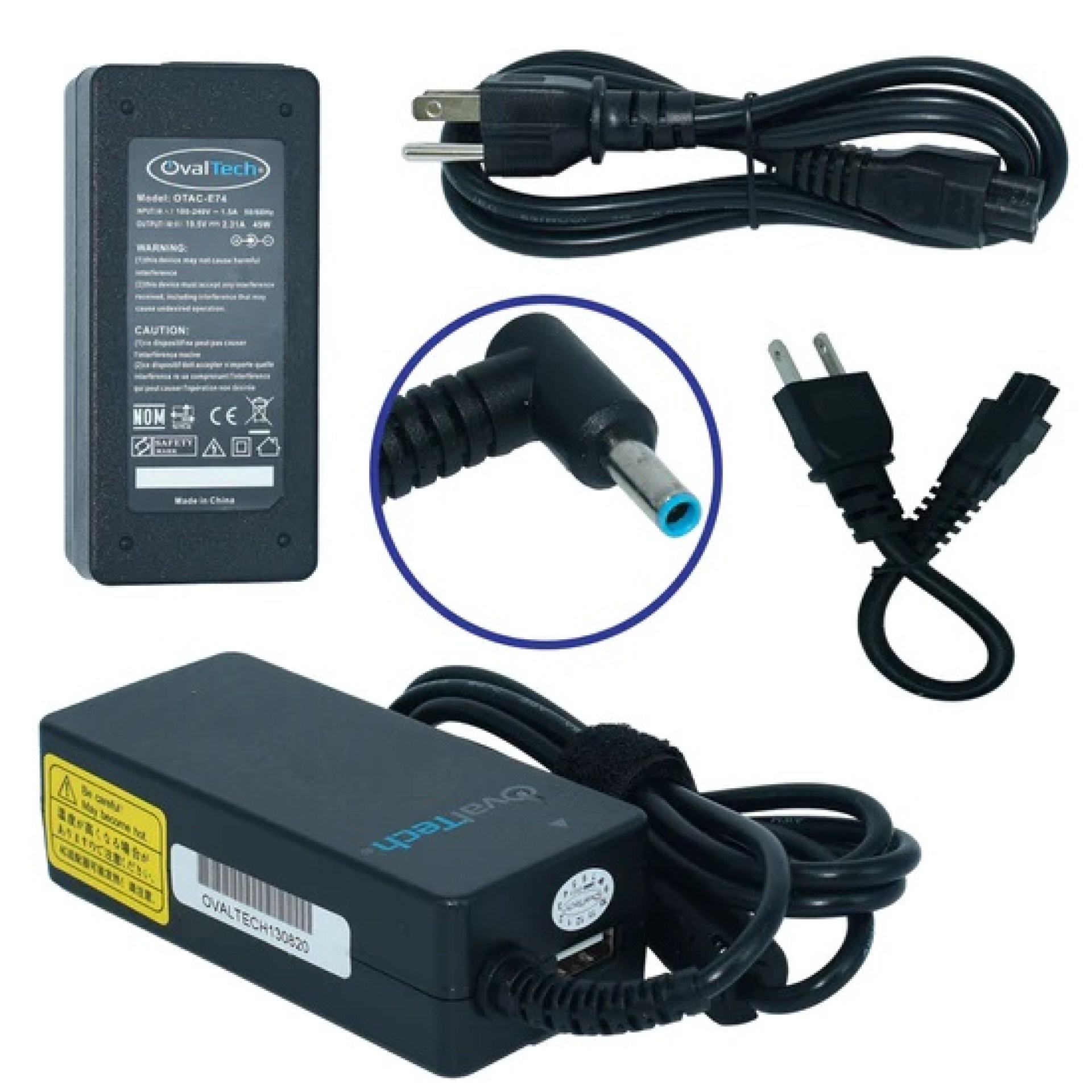 Cargador / Adaptador para Laptop OTAC-E74 OVALTECH de 45W 19.5V 2.31A (4.5*3.0) –