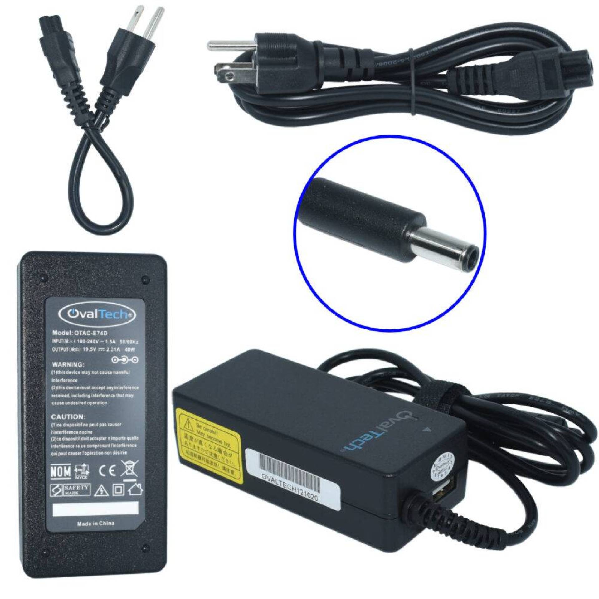 Cargador / Adaptador para Laptop OTAC-E74D OVALTECH de 45W 19.5V 2.31A (4.5*3.0) –