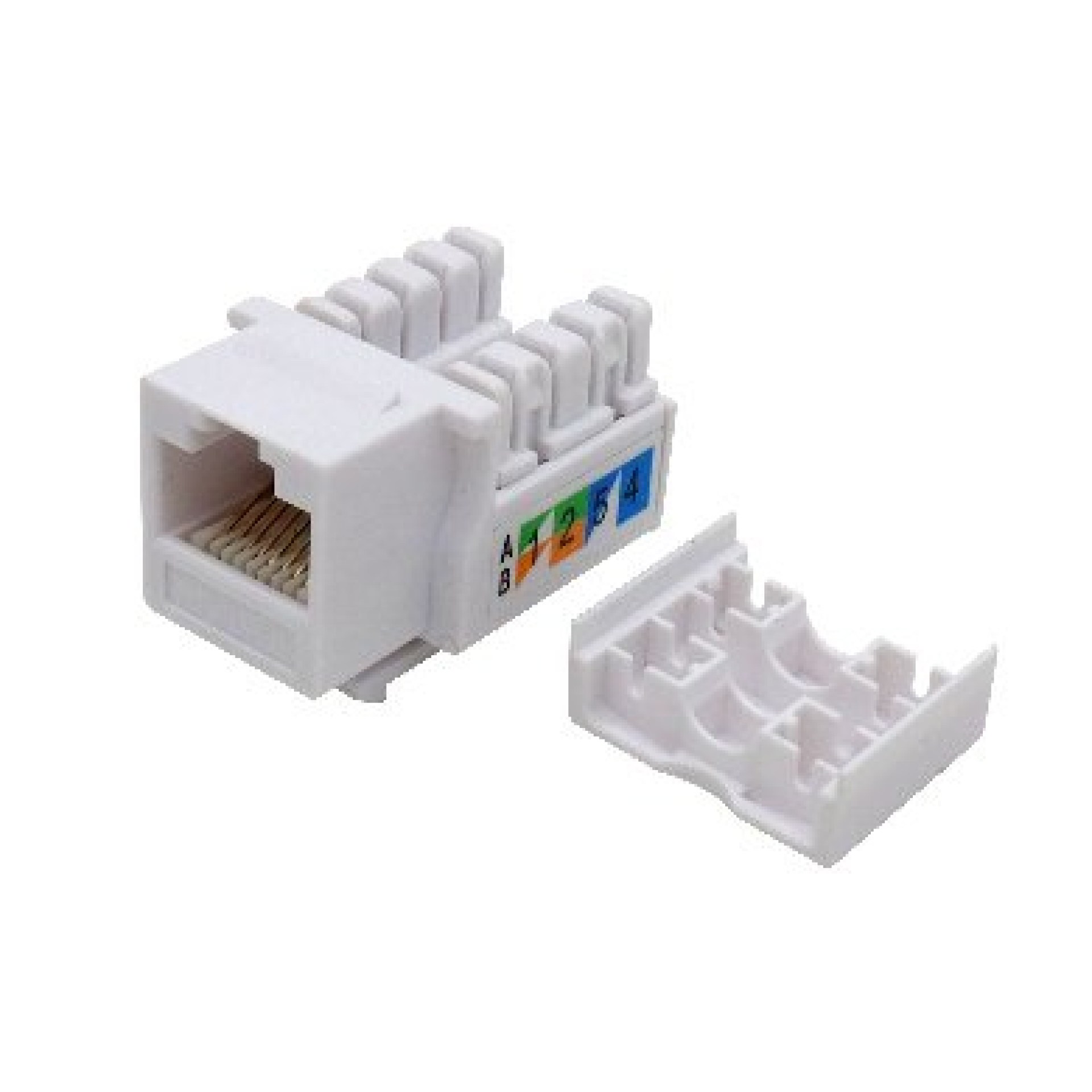 JACK RJ45 – CAT 5e, KEYSTONE DE IMPACTO, P/CABLE UTP SIN BLINDAR, USO C/HERRAMIENTAS DE PONCHADO, BLANCO, BROBOTIX 230201