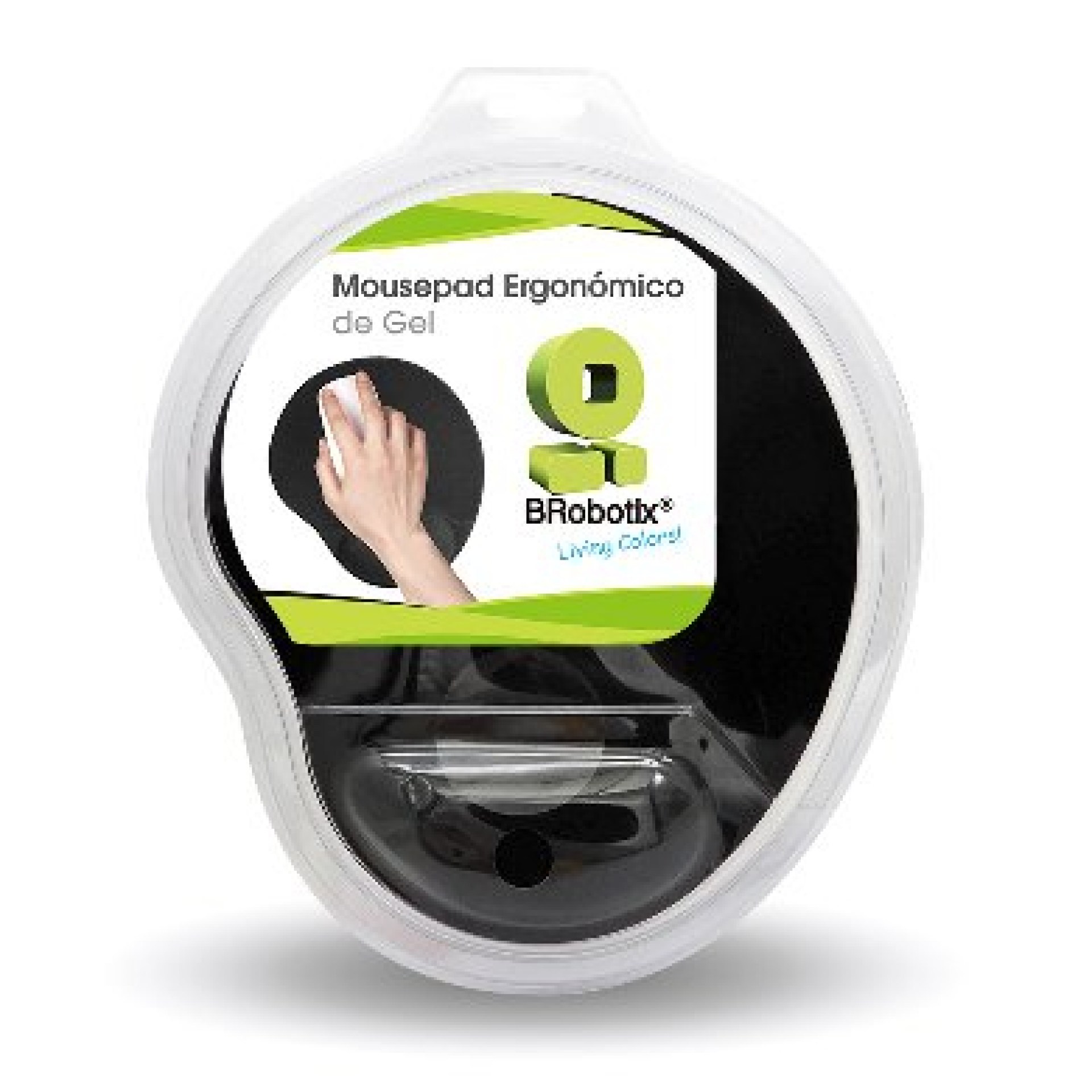 Mouse Pad con Descansa Muñecas – con Gel en la Almohadilla, Ergonómico, Antiderrapante, Amplio: 20.3*24.1*2, Negro, 500074N BROBOTIX