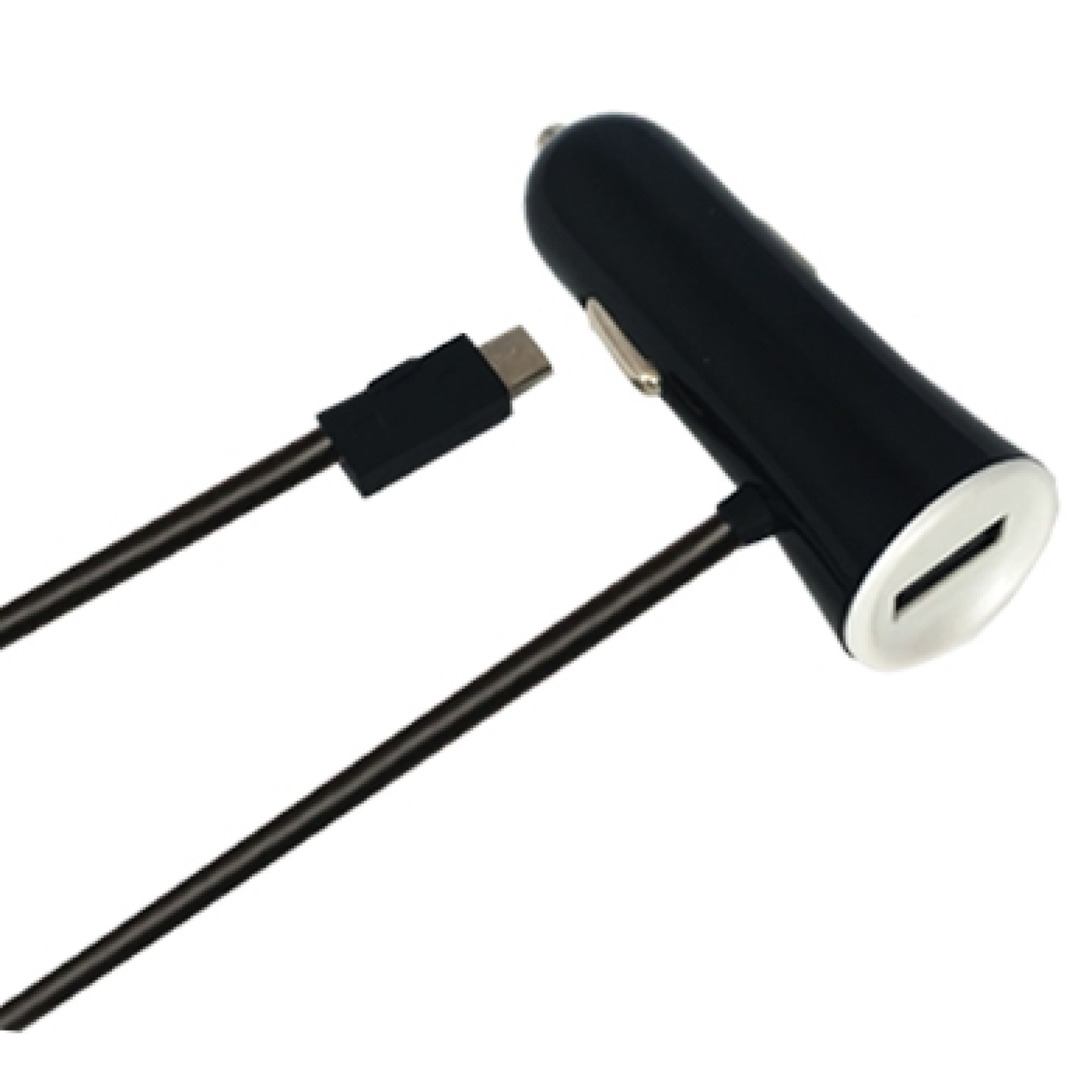 CARGADOR USB PARA AUTO BROBOTIX 5V 3A CON CABLE – COLOR NEGRO CON BLANCO