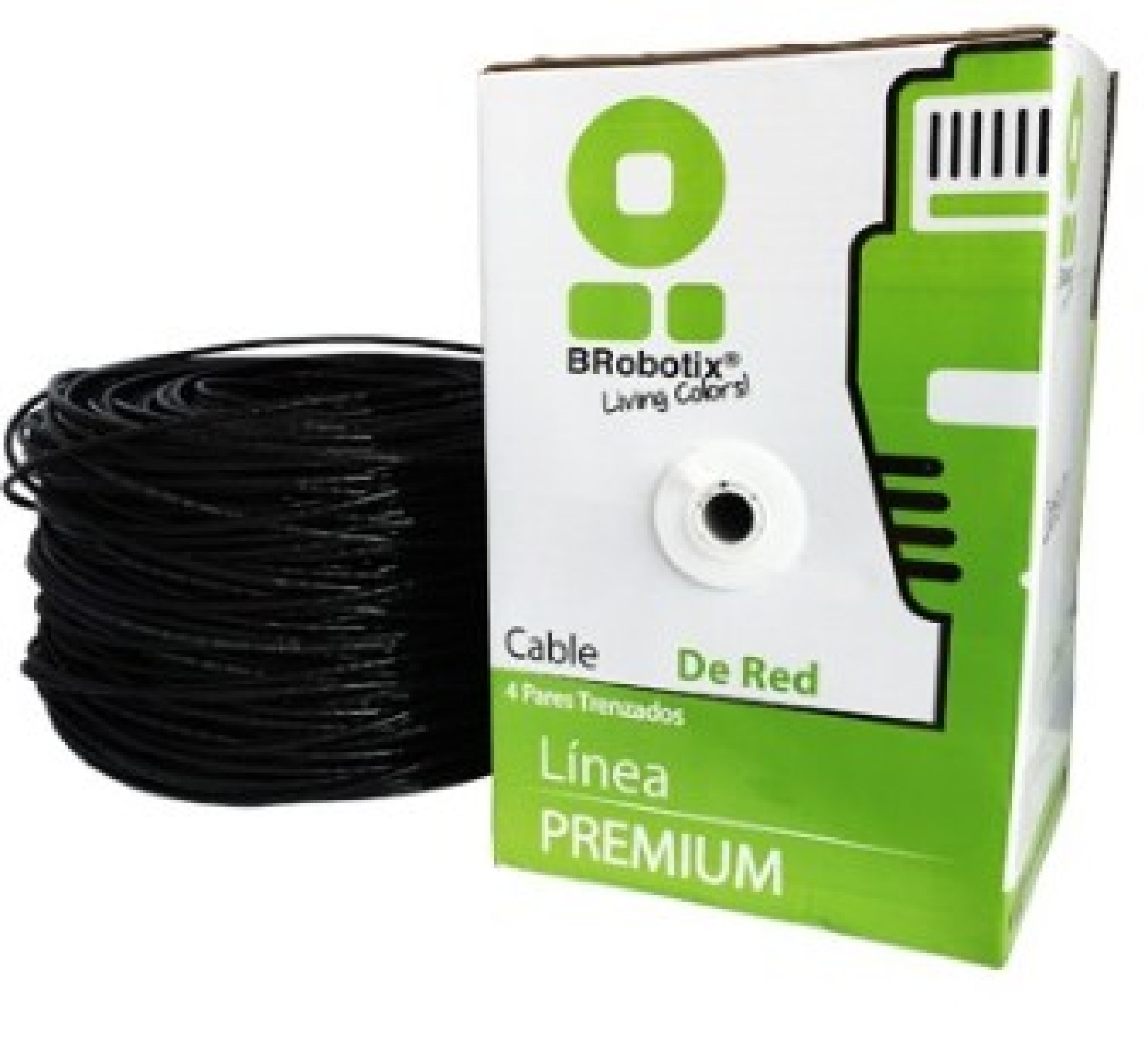 Bobina UTP – CAT5e, 100 m, Exterior Doble Forro, Negro, CCA, BROBOTIX 055100