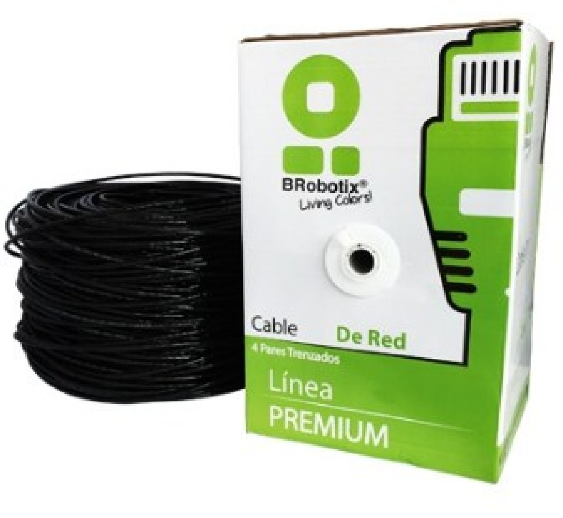 Bobina UPT – CAT5e, 305 m, Exterior Doble Forro, Negro, CCA, BROBOTIX 055305