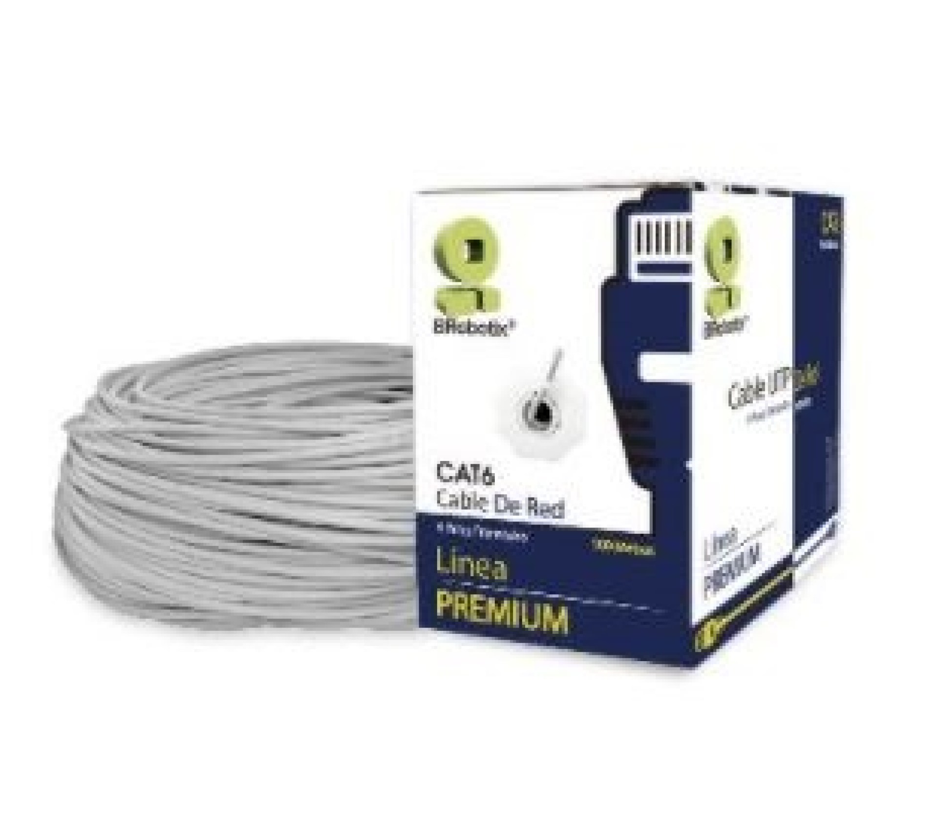 Bobina UTP – CAT6, 100 m, Interior, Gris, CCA, BROBOTIX 062410