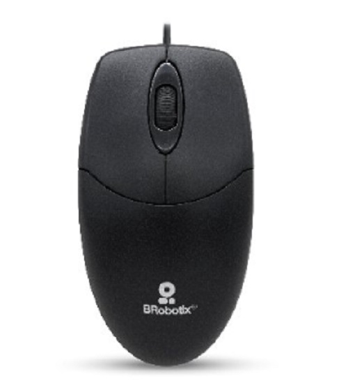 Mouse Básico USB BROBOTIX 497202 – Negro, 3 Botones, Alámbrico, Óptico
