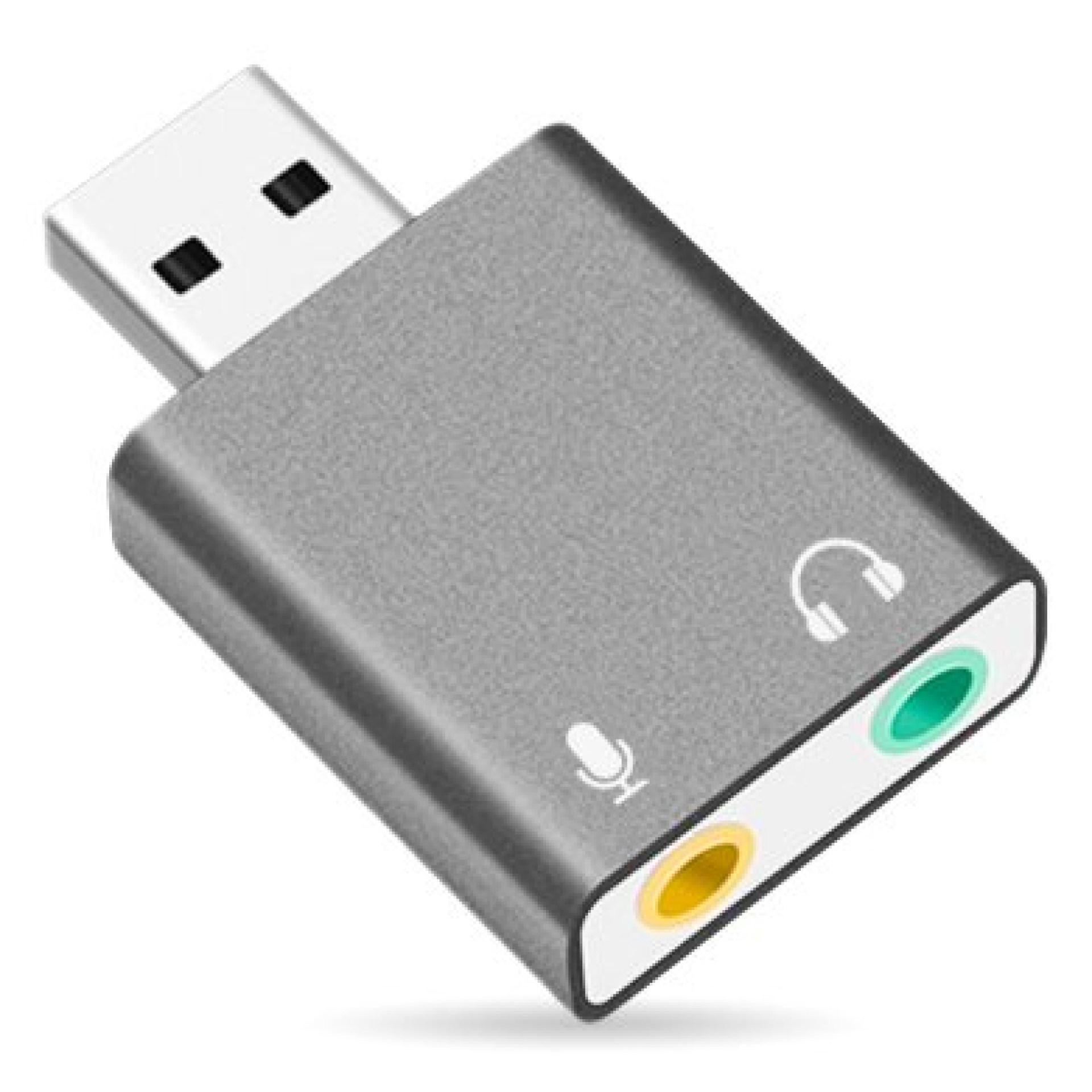 Convertidor USB V2.0 a Audio 3.5 mm/Auxiliar – 7.1 Canales, Gris plata, 263571 BROBOTIX