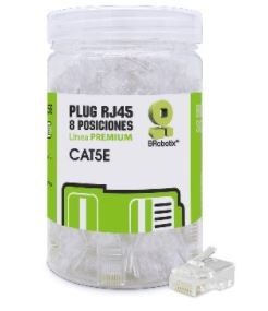 Plugs RJ45 – CAT5e, Multifilar, Modular, UTP sólido, Bote c/100 Pzs, Contactos c/Chapa de oro a 30 micras, Transparente, 263786 BROBOTIX