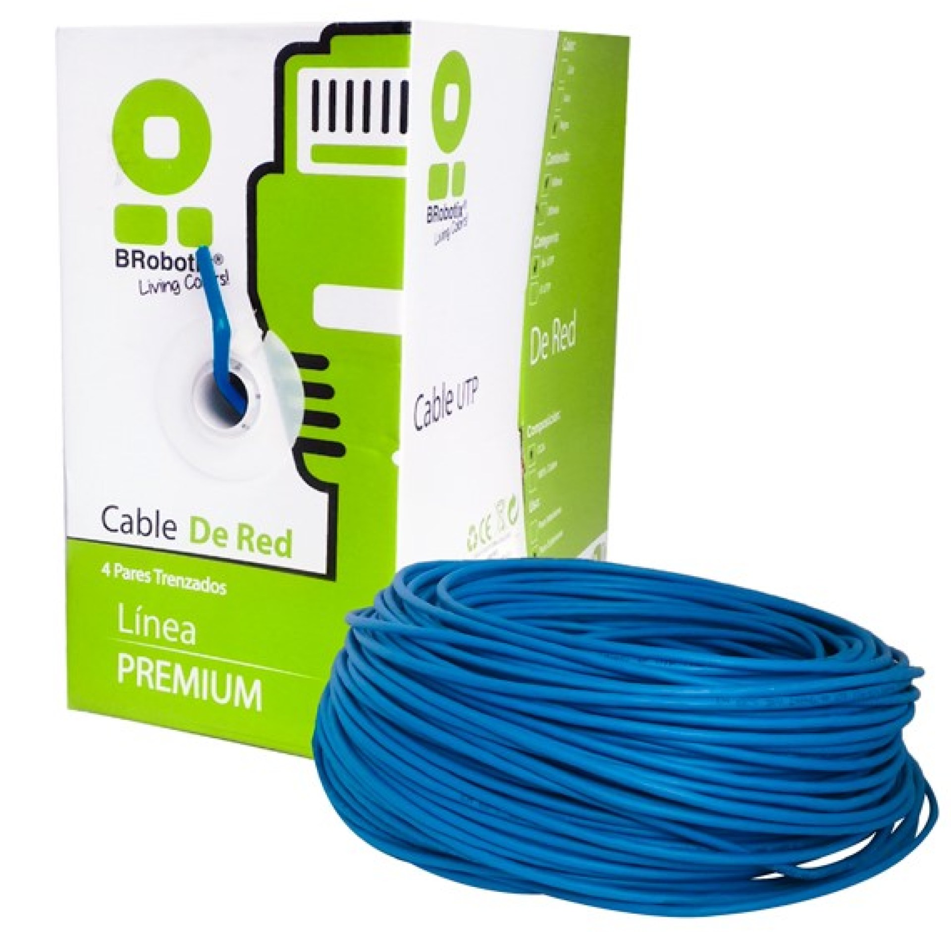 Bobina UTP – CAT5e, 100 m, Interior, Azul, CCA, BROBOTIX 400052